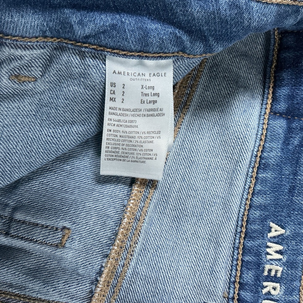 American Eagle Women Carpenter Jeans Blue Straight Leg Utility Pants Sz 2 X-Long - Picture 9 of 12